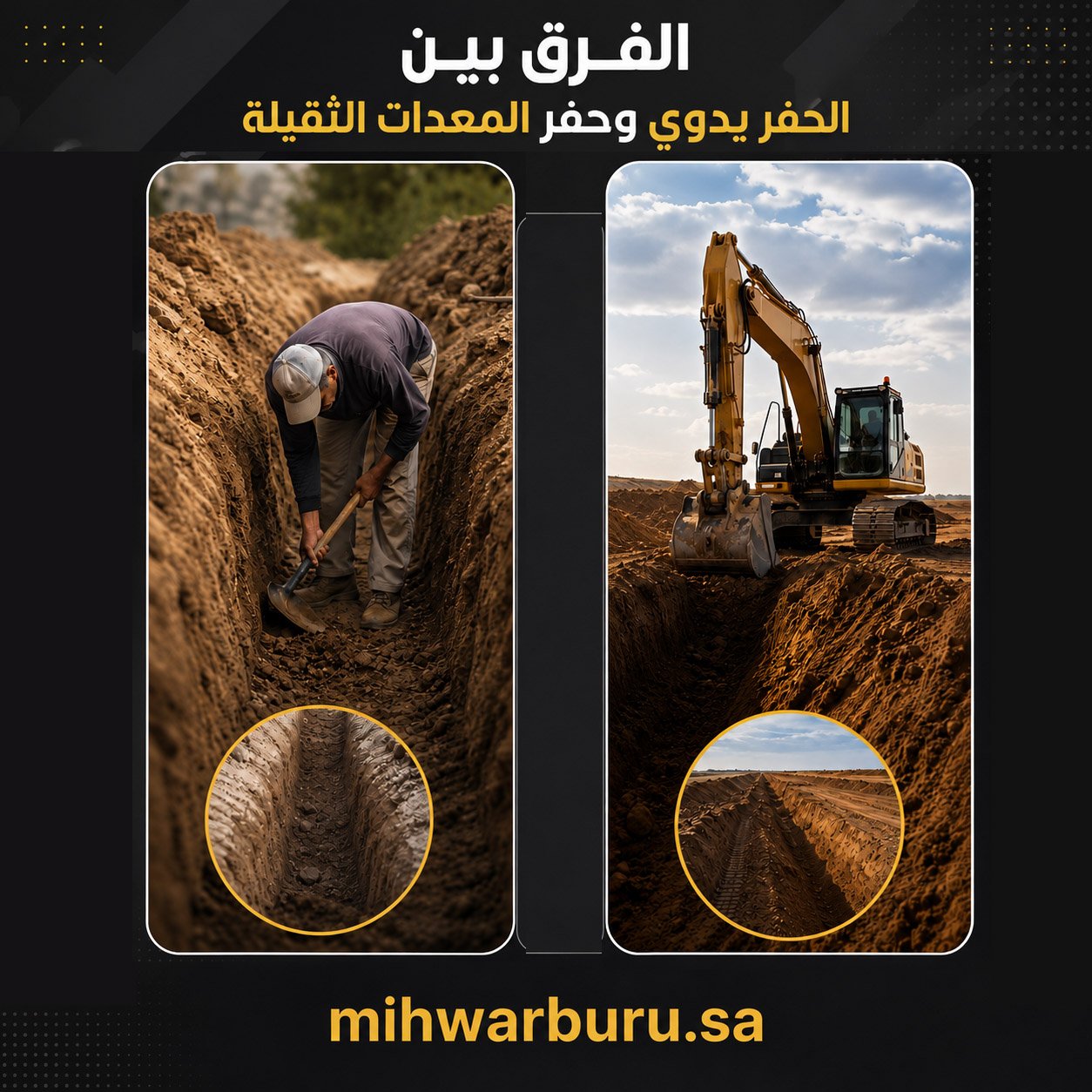 الحفر يدوي وحفر المعدات الثقيلة